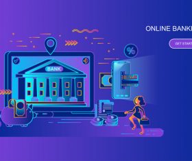 Online bankinf flat design concept vector