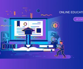 Online education flat design concept vector