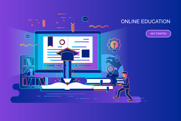 Online education flat design concept vector