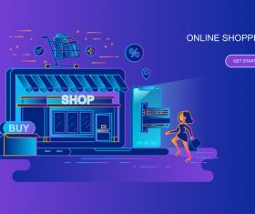 Online shopping flat design conpect vector