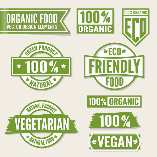 Oragnic with natural food labels vector