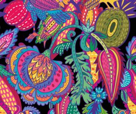 Oriental cut floral seamless pattern vector 02