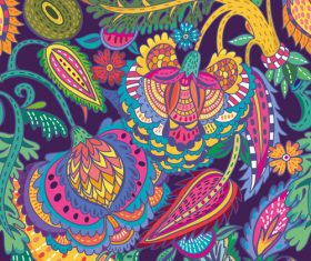 Oriental cut floral seamless pattern vector 04