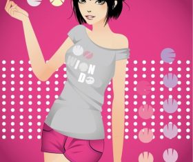 Original cartoon beautiful girl vector