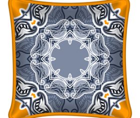 Ornaments pattern with pillow template vector 02