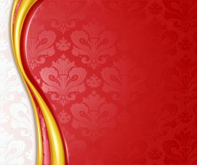 Ornate red decor background vector material