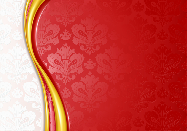 Ornate red decor background vector material