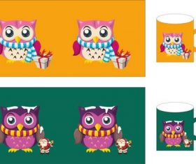 Owl cup set vector