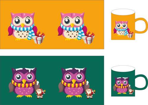 Owl cup set vector