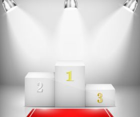 Pedestal with red carpet and spotlights vector