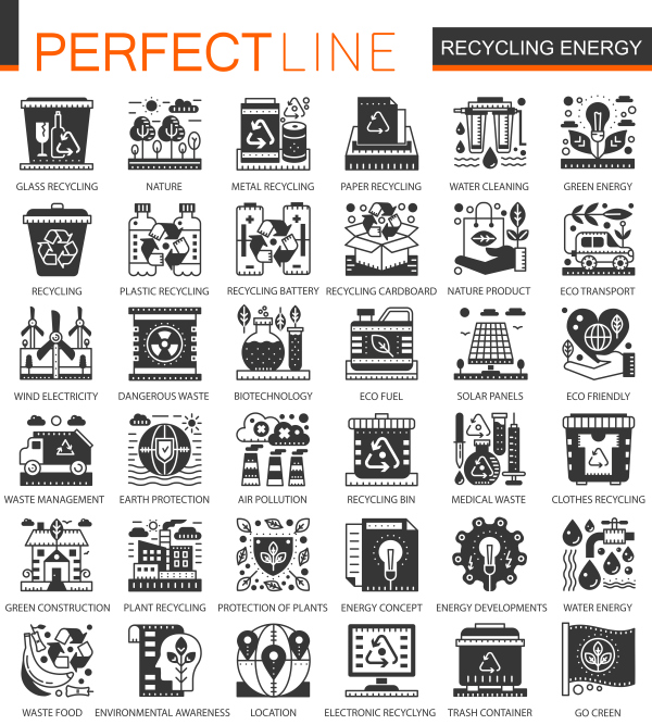 Perfect Line icons - Recycling Energy