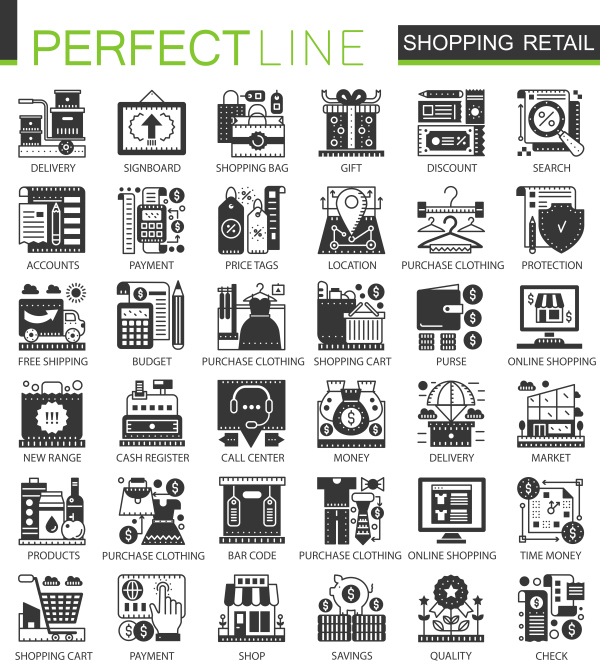 Perfect Line icons - Shopping Retail