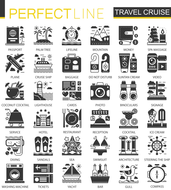 Perfect Line icons - Travel Cruise