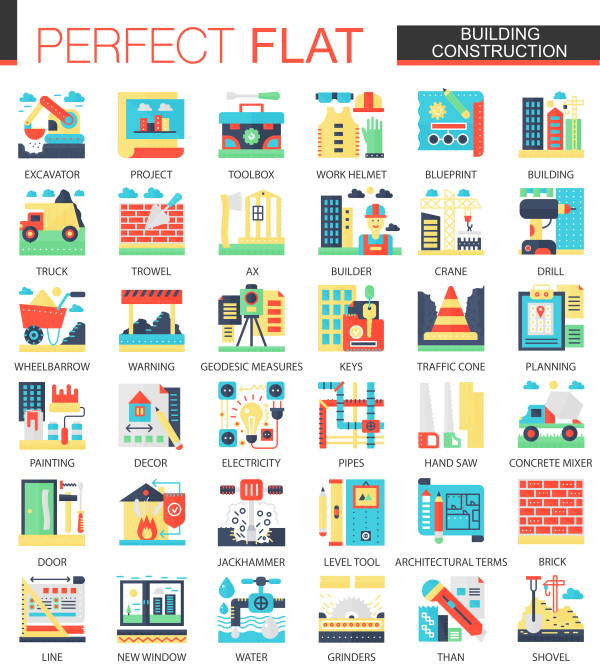 Perfect flat icons - Building Construction