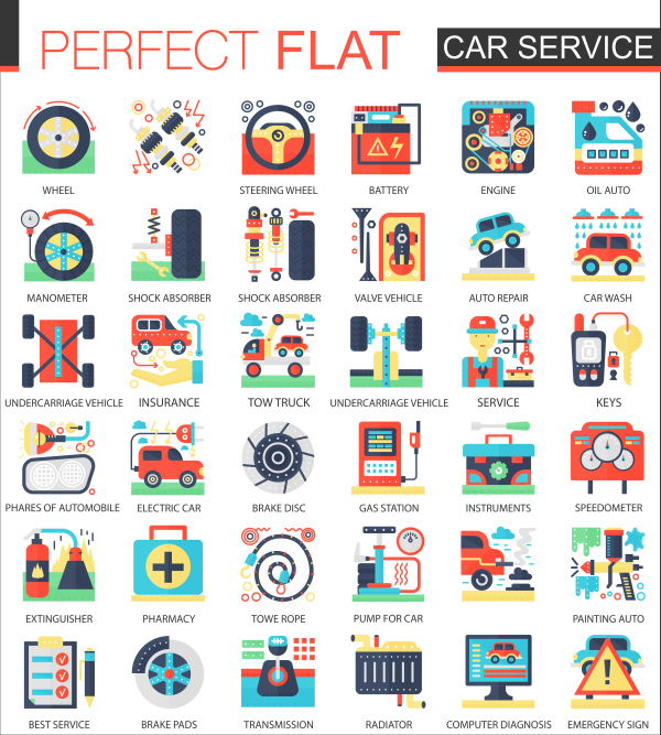 Perfect flat icons - Car Service