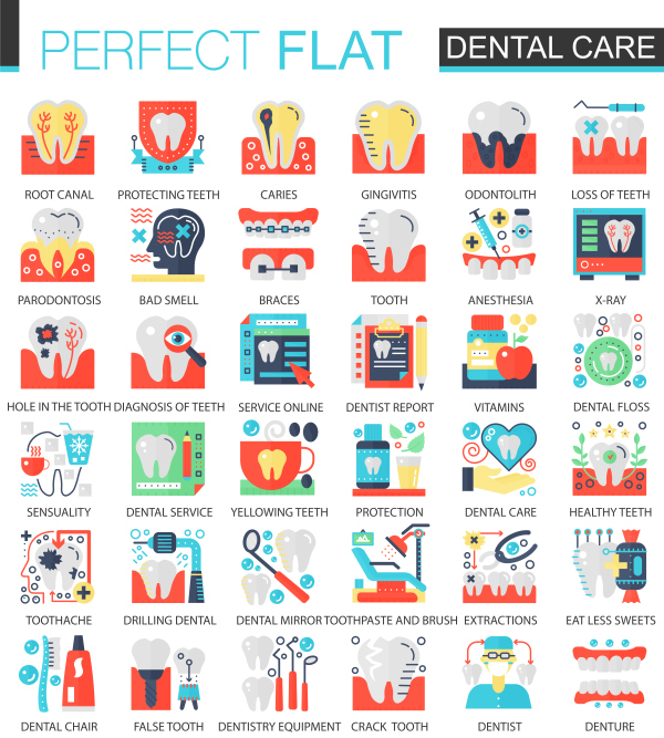 Perfect flat icons - Dental Care