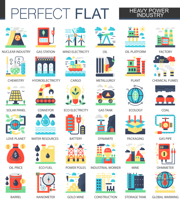 Perfect flat icons - Heavy Power Industry