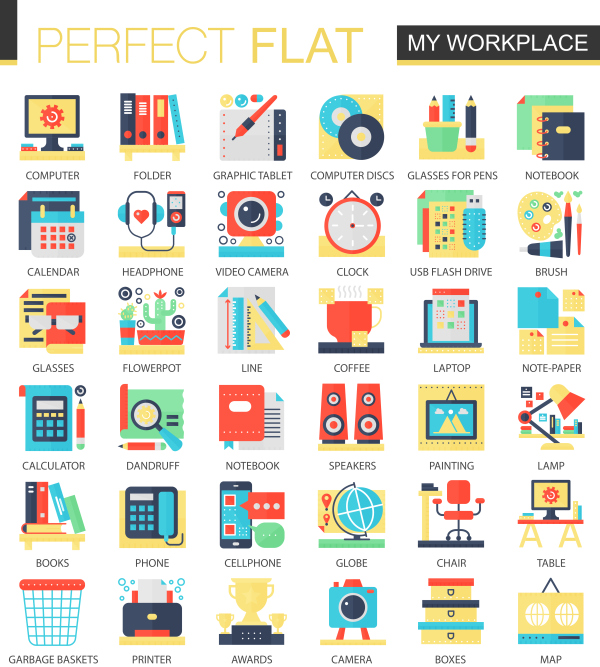 Perfect Flat Icons My Workplace Free Download