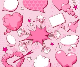 Pink cartoon speech bubbles vector