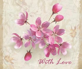 Pink flower with old paper vector