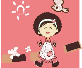 Pink little girl vector