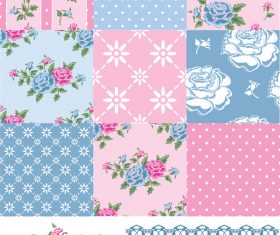 Pink with blue flower seamless pattern vector