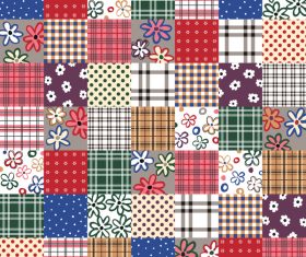 Plaid with flower seamless pattern vector