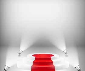 Podium with red carpet and spotlights vector 05