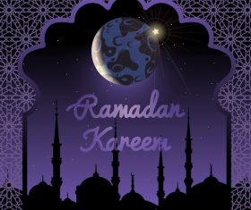 Purple ramadan greeting background vector