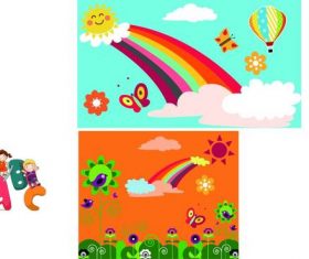 Rainbow Butterfly Cartoon Pattern vector