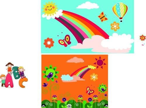 Rainbow Butterfly Cartoon Pattern vector