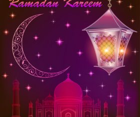 Ramadan Kareem greeting card with arabic lamp vector 03