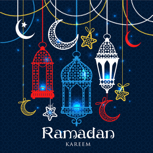 Ramadan kareem background with oranments vector