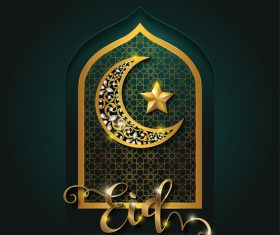 Ramadan kareem golden ornament with background vector 07