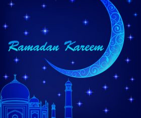 Ramadan mubarak night stars background design vector
