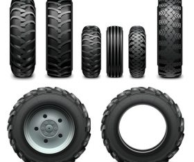 Realistic vehicle tires illustration vector 02