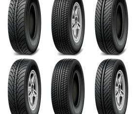 Realistic vehicle tires illustration vector 03