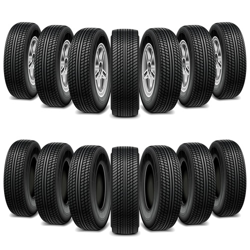 Realistic vehicle tires illustration vector 04