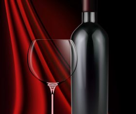 Red damask with wine background vector