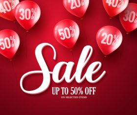 Red sale background and balloon vector 01