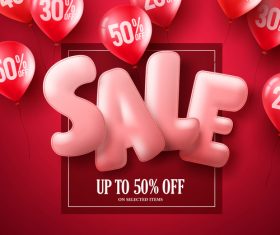 Red sale background and balloon vector 02