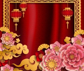 Red styles chinese background design vector 03