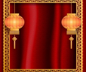 Red styles chinese background design vector 04