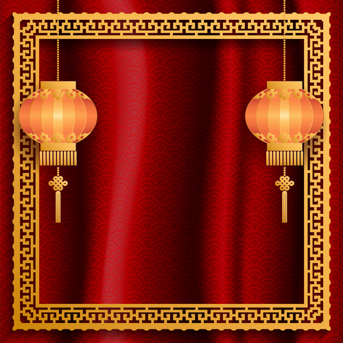 Red styles chinese background design vector 04