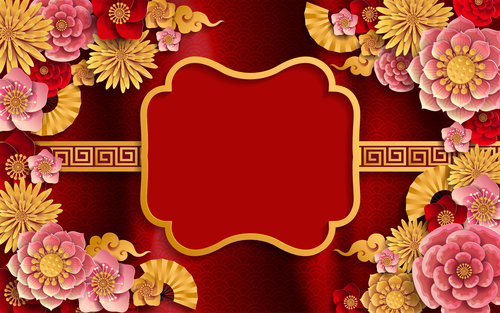 Red styles chinese background design vector 07