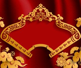 Red styles chinese background design vector 08