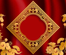 Red styles chinese background design vector 09
