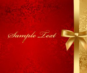 Red with gold luxury background with bows vector