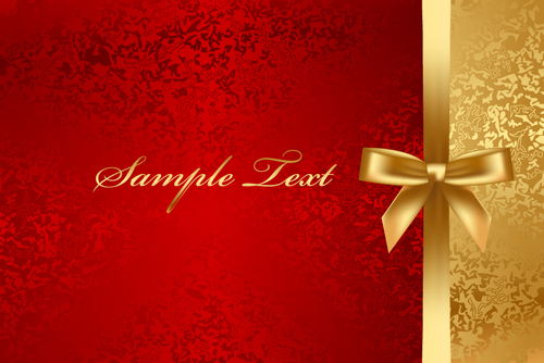 Red with gold luxury background with bows vector free download