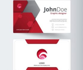 Red with white company business card vector 01